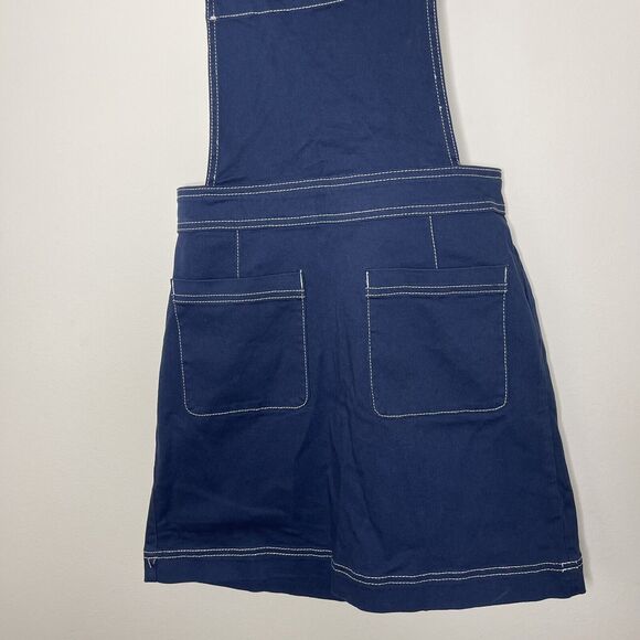 MODCLOTH Women's Blue Pinafore Overall Bib Dress Large Pockets Sz 6 NEW - Picture 3 of 7